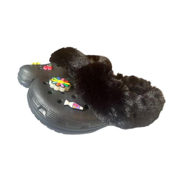 Crocs HTF Limited Mammoth Clogs With Light Up Jibbitz Size W9 M7 Fuzzy Dopamine - Picture 3 of 9